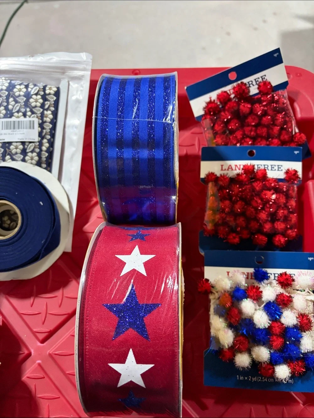 Red White and Blue Decorative Ribbon Bundle